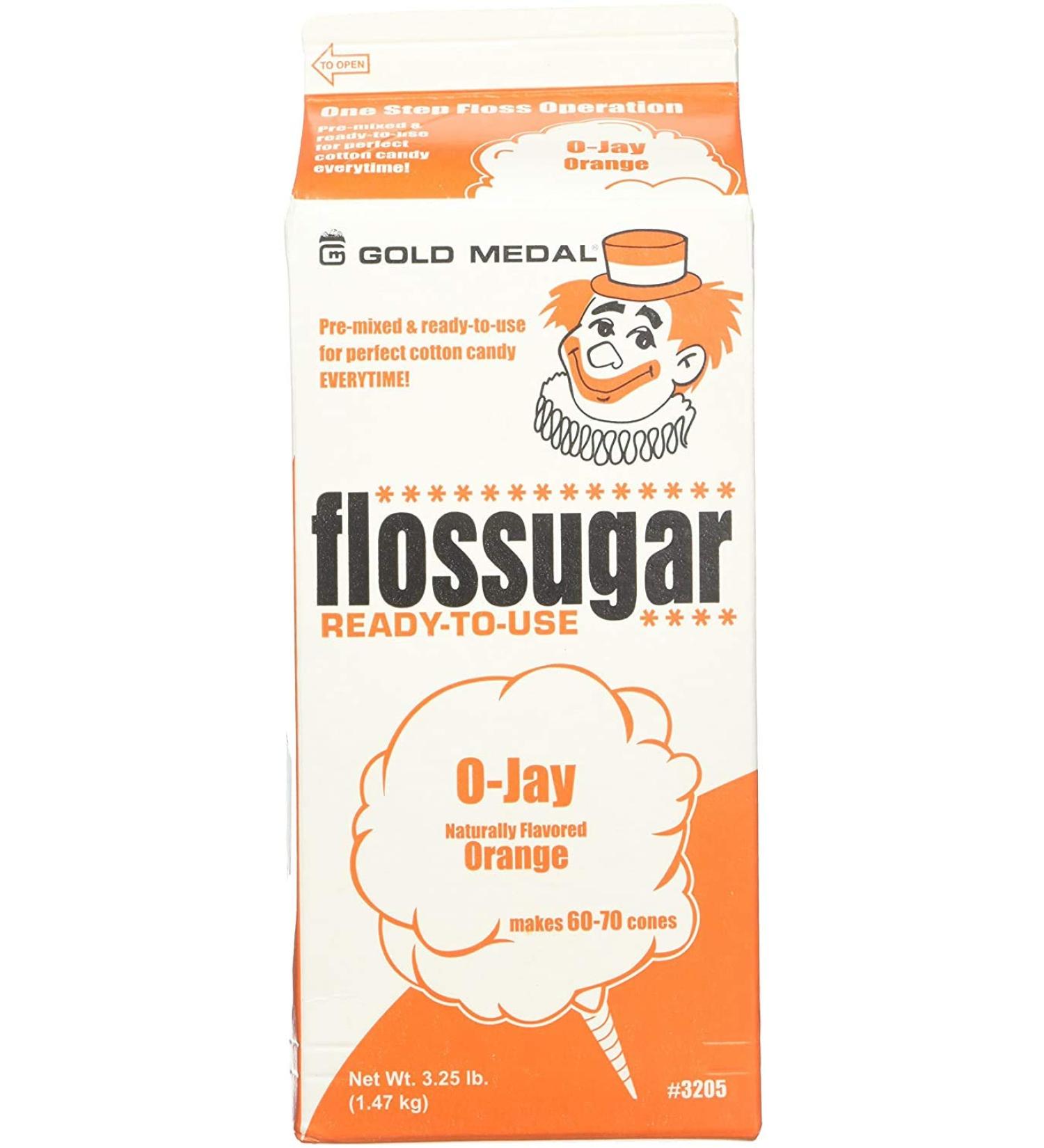 Concession Essentials - GM-Orange Floss-1ct Cotton Candy Floss Sugar Orange -1 Carton 1 Carton-3.25 Pound Carton- Orange Floss Sugar