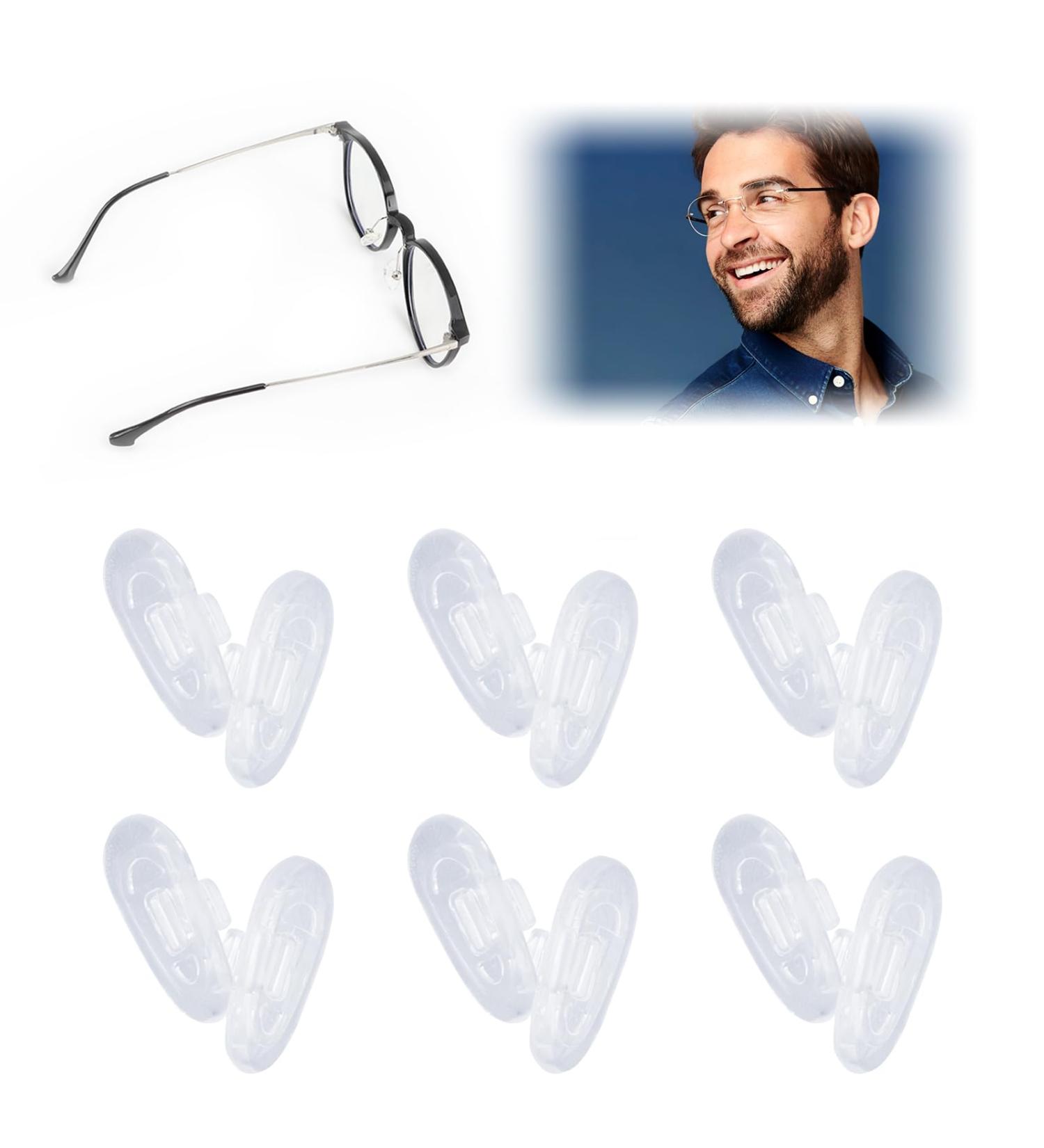 6 Pairs of Silicone Glasses Nose Pads - 15mm Anti-Slip Transparent Non-Slip Pads for Maximum Comfort & Protection - Easy Click Assembly - Buy Online on GoSupps.com