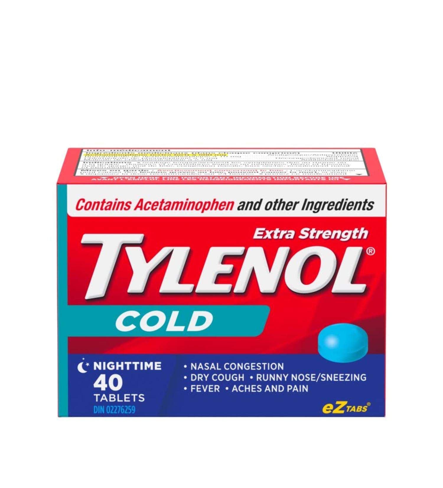 TYLENOL Extra Strength Cold eZ Tabs Relieves Cold symptoms Nighttime 40ct - Buy Online on GoSupps.com