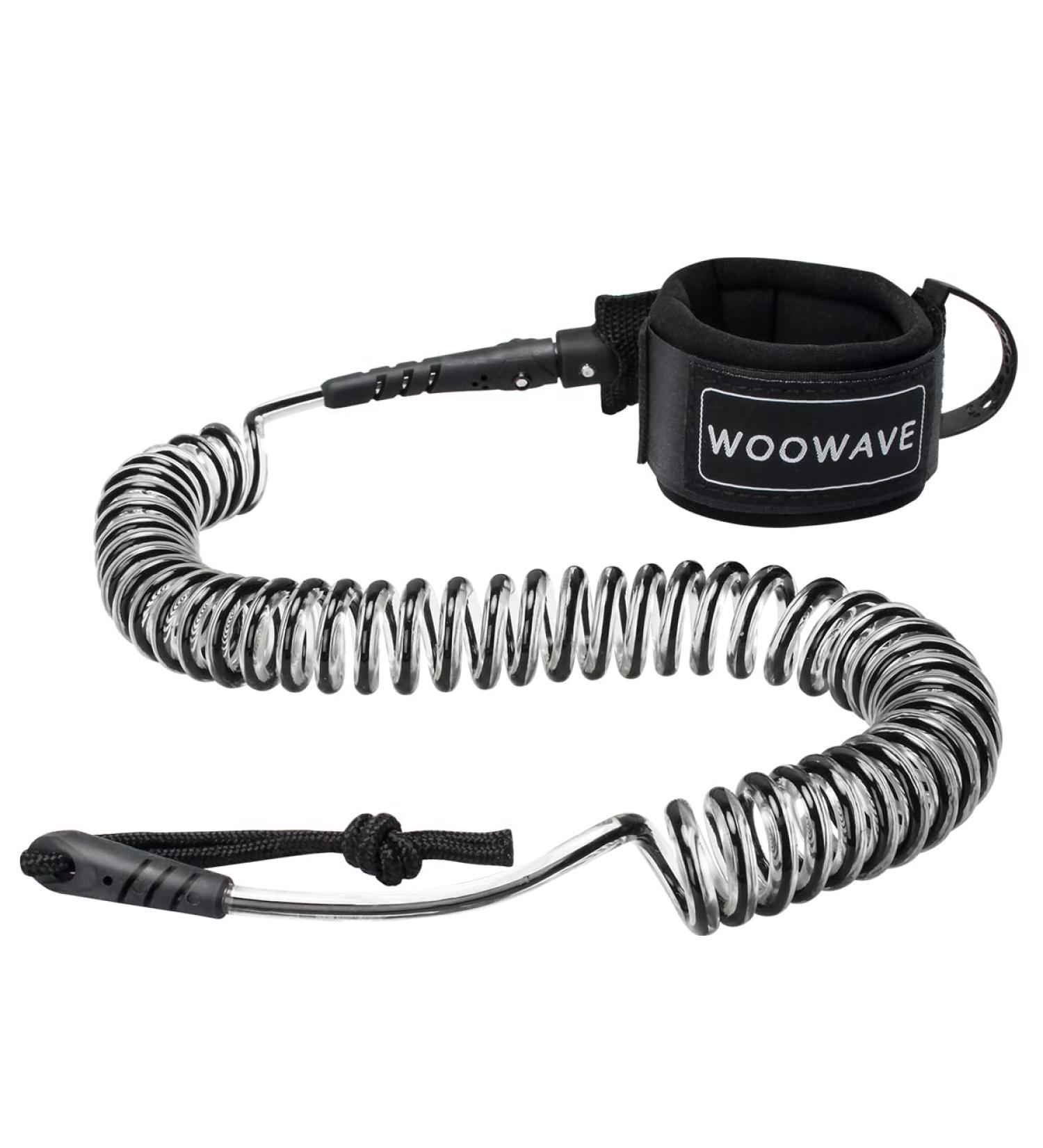 WOOWAVE 11ft Coiled SUP Surfboard Leash with Waterproof Wallet/Phone Case - Clear Black Core - Buy Online on GoSupps.com