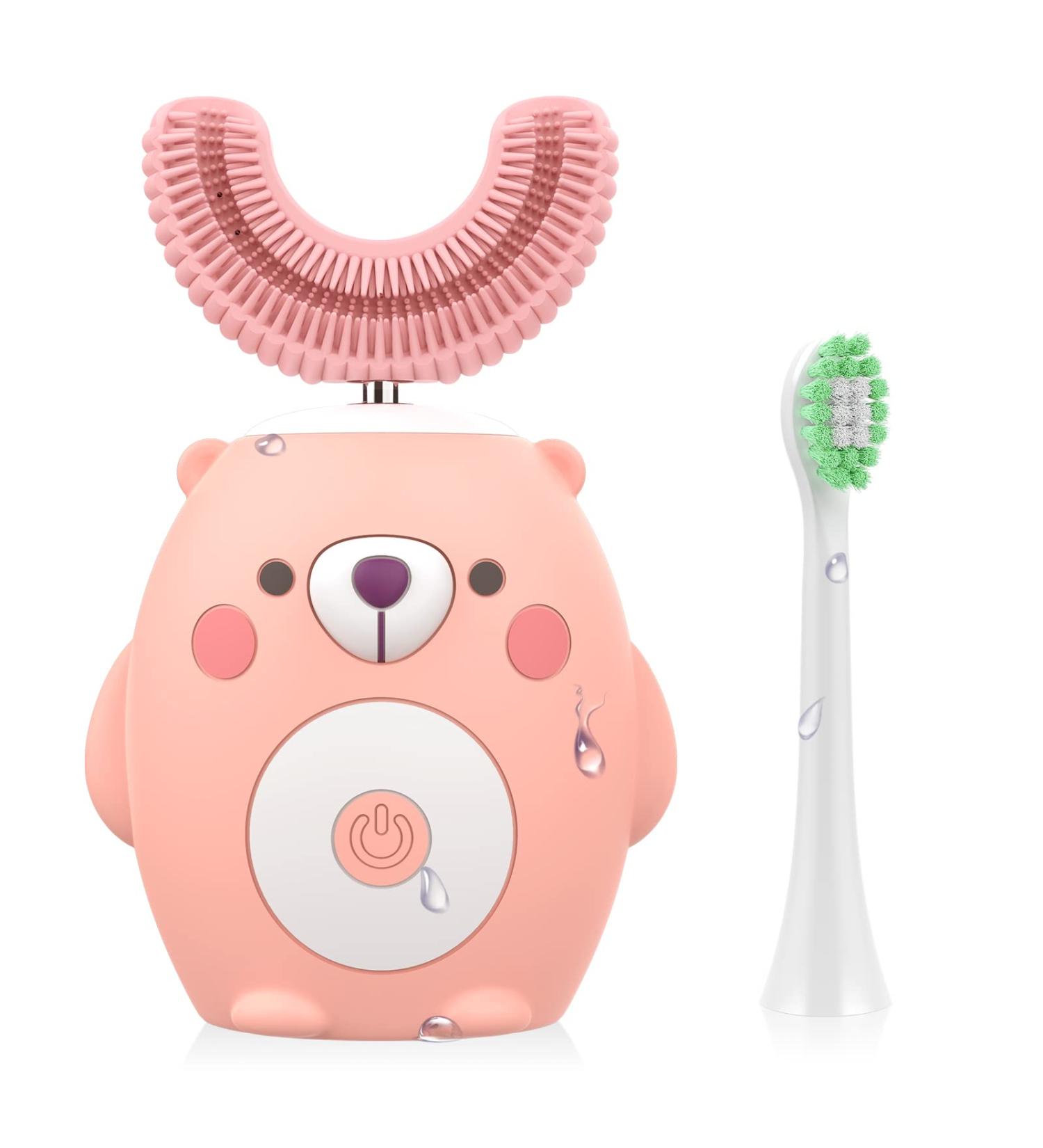 U-Shaped Kids Electric Toothbrush | Whole Mouth Baby Toothbrush (2-6 Year) - Pink - Buy Online on GoSupps.com