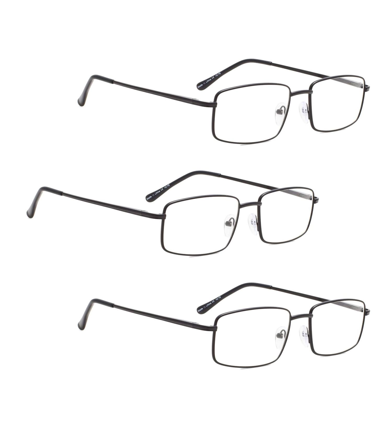 3 Pack Metal Reading Glasses for Men - Black (2.0x) Readers - Set of 3 - Buy Online on GoSupps.com