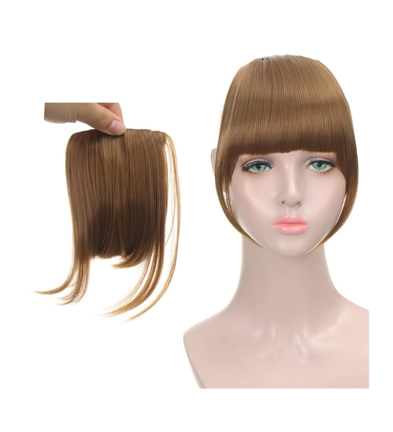 Bangs Hair Clip Clip in Bangs Synthetic Bangs Hair Clip in Extensions French Natural Fringe Bangs Clip in Thick Front Neat Flat Bang Short Straight Hair piece Bangs with Temples Bangs Clip in Hair (C SW65-30-30 - Buy Online on GoSupps.com