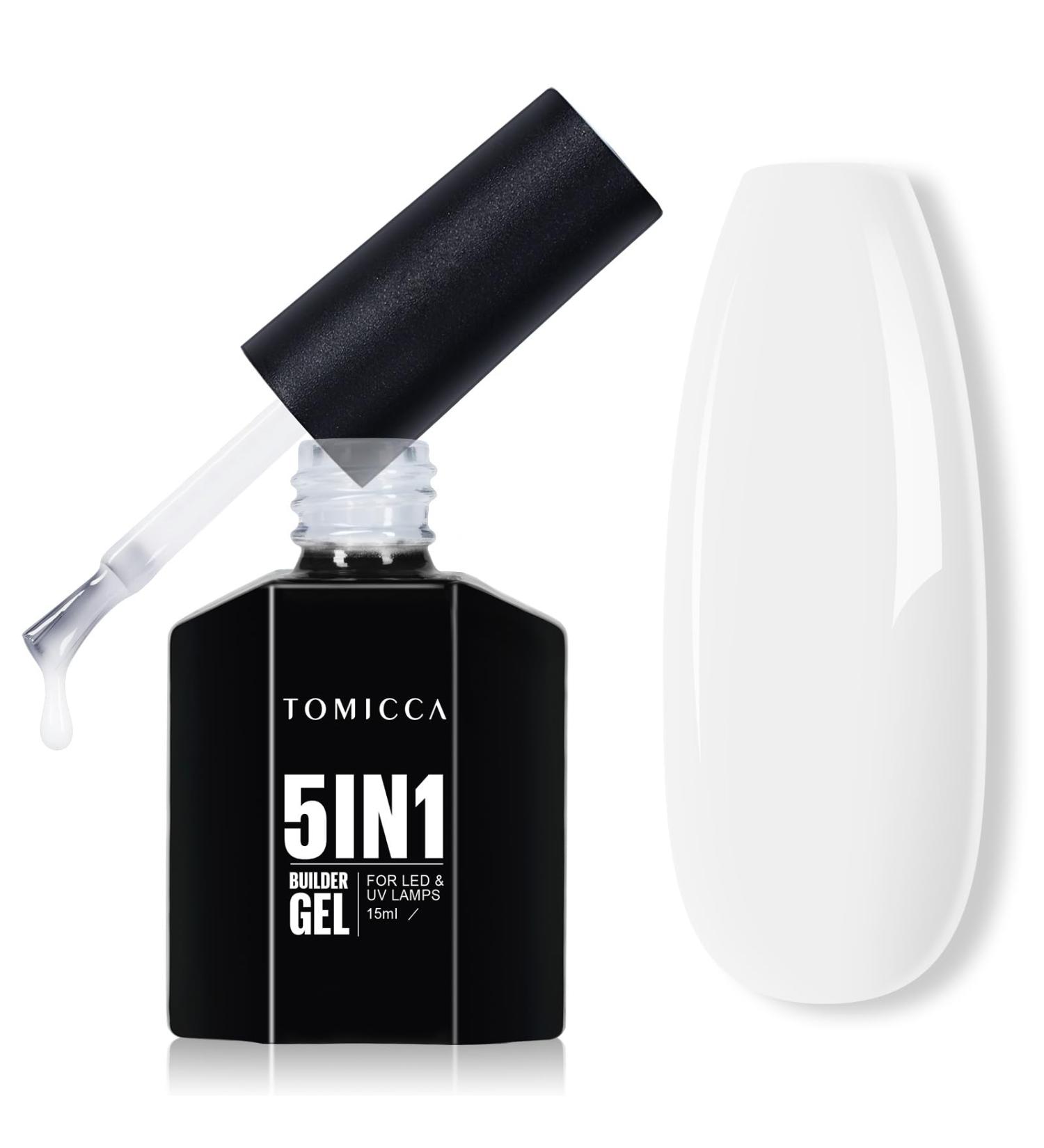 Tomicca 5 in 1 Milky White Builder Nail Gel 15ml - UV/LED Rubber Base for Nail Extension Repair & Strengthening - Buy Online on GoSupps.com