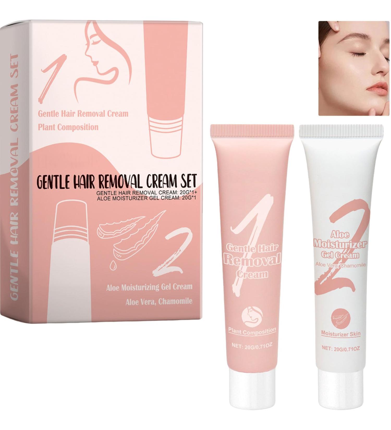  JASUBAI Auures Hair Removal Cream Kit: Facial hair removal cream for women and men moisturizing hair removal gel for upper lip chin and face gentle ingredients (1 set) - Buy Online on GoSupps.com