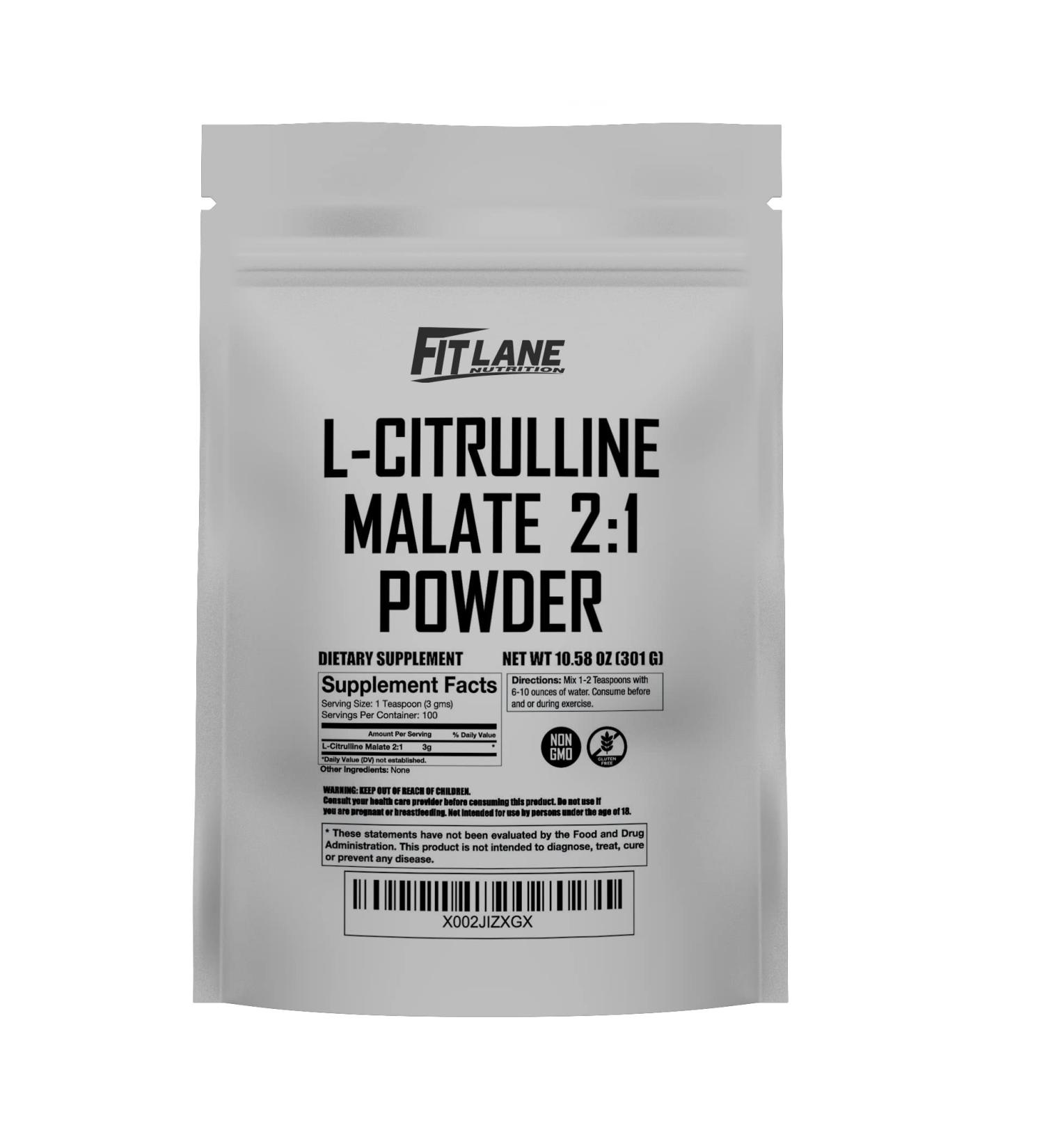 L-Citrulline Malate 2:1 Powder 300g - Pure Pre-Workout Amino Acid Supplement - Bulk L-Citrulline Powder by Fit Lane Nutrition - No Additives International Shipping Available - Buy Online on GoSupps.com
