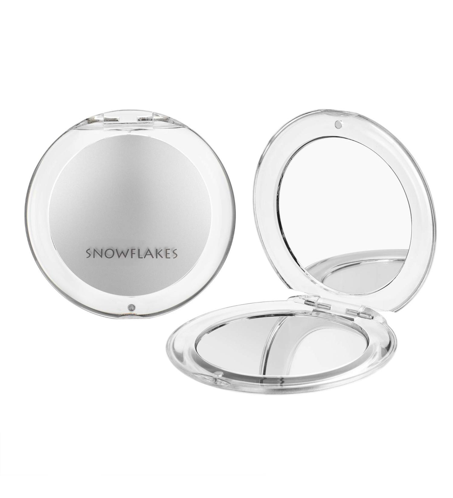 Snowflakes Compact Mirror - Double Sided 1x/10x Magnification Handheld Travel Mirror - Silver - Buy Online on GoSupps.com