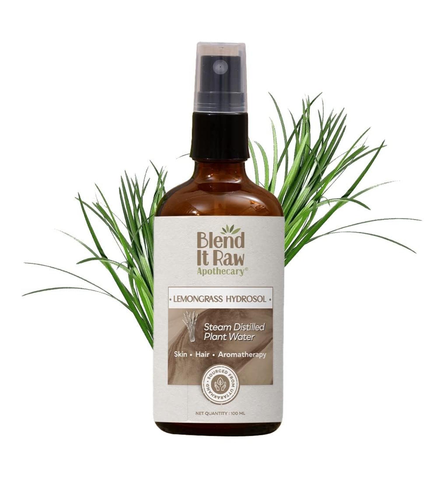 BEMT Lemongrass Hydrosol 100ml Natural Face & Body Mist | Gentle Skin Toner & Refreshing Scalp Spray | Alcohol-Free Steam-Distilled Floral Water