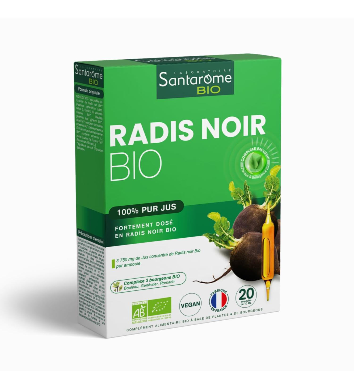 Santarome Bio - Organic Black Radish | Food Supplement Liver and Digestion | Bloating Hard Digestion - Organic Plants - Blac - Buy Online on GoSupps.com