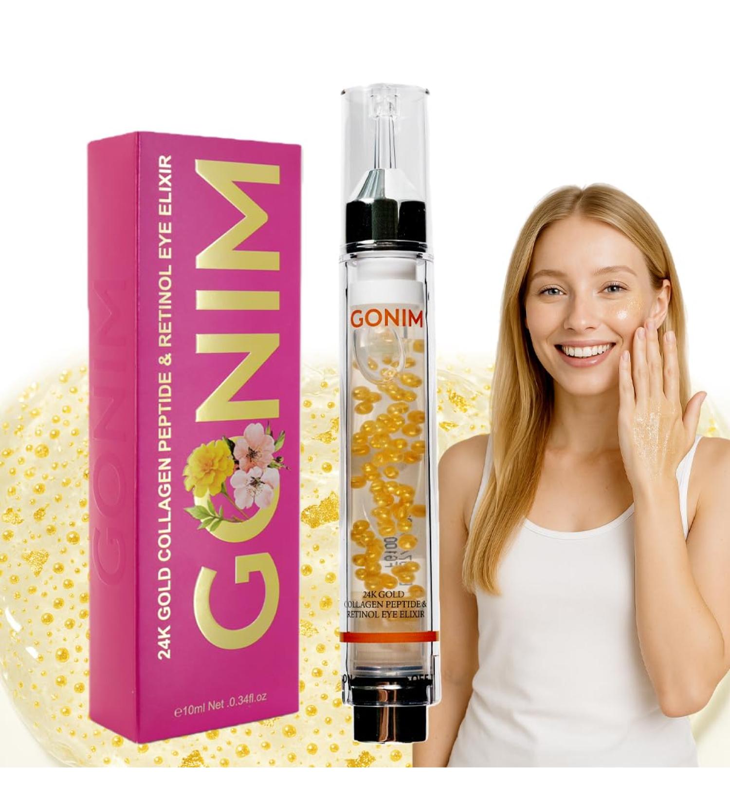 GONIM Eye Serum with Caffeine Niacinamide Collagen Peptides & Retinol Eye Cream for Fine Lines Dark Circles and Puffiness Anti Aging Reduce Wrinkles Uneven Skin Tone Hydrating Gel Base 10ml - Buy Online on GoSupps.com