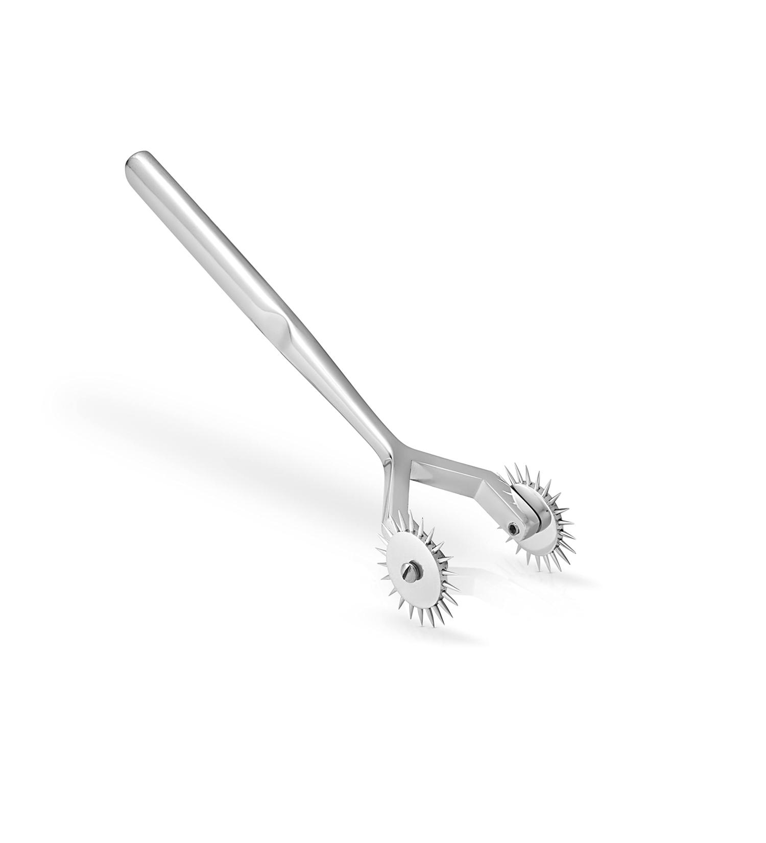 Stainless Steel Double Nerve Wheel Needle Roller Massage Roller - Double Pain (Chrome) | International Shipping Available - Buy Online on GoSupps.com