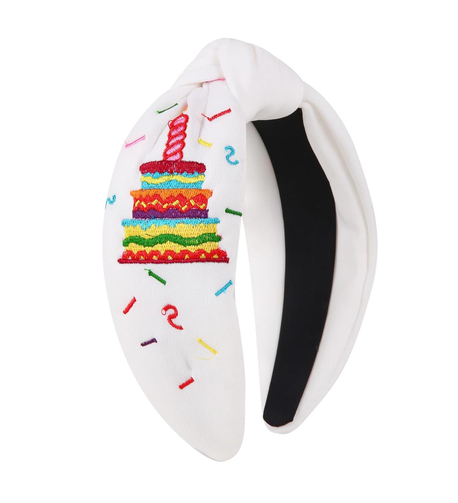 FEDANS Women Knotted Headband Birthday Cake Headband Top knotted White Embroidery Hairband Ladies Twist Fashion Hair accessories for Girls - Buy Online on GoSupps.com