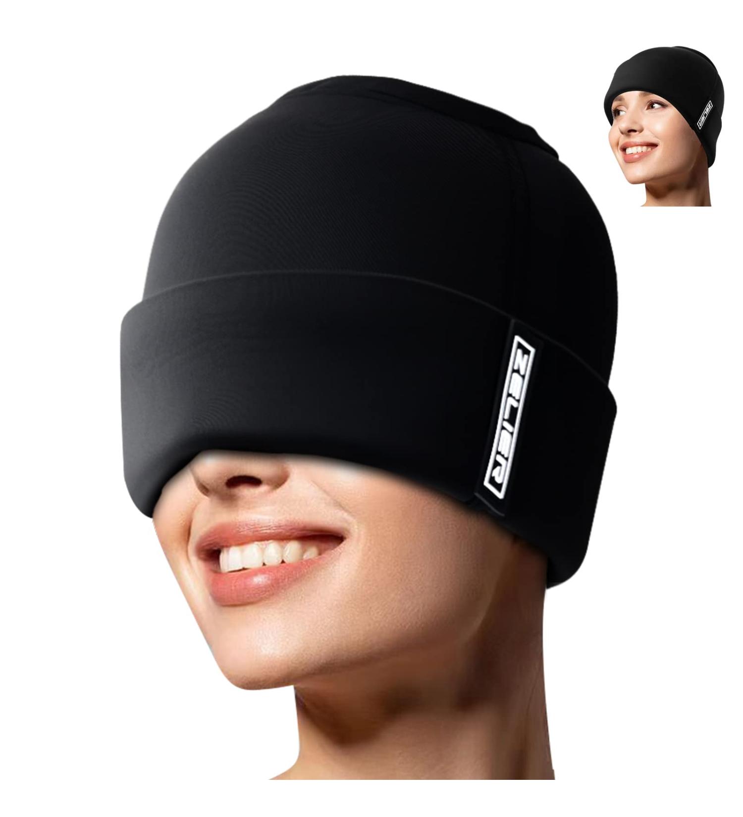 ZELIER Migraine Relief Cap - Double Layered Head Gel Ice Hat for Natural Cold Therapy - Odorless & Form Fitting - One Size Fits All (Black) - Buy Online on GoSupps.com