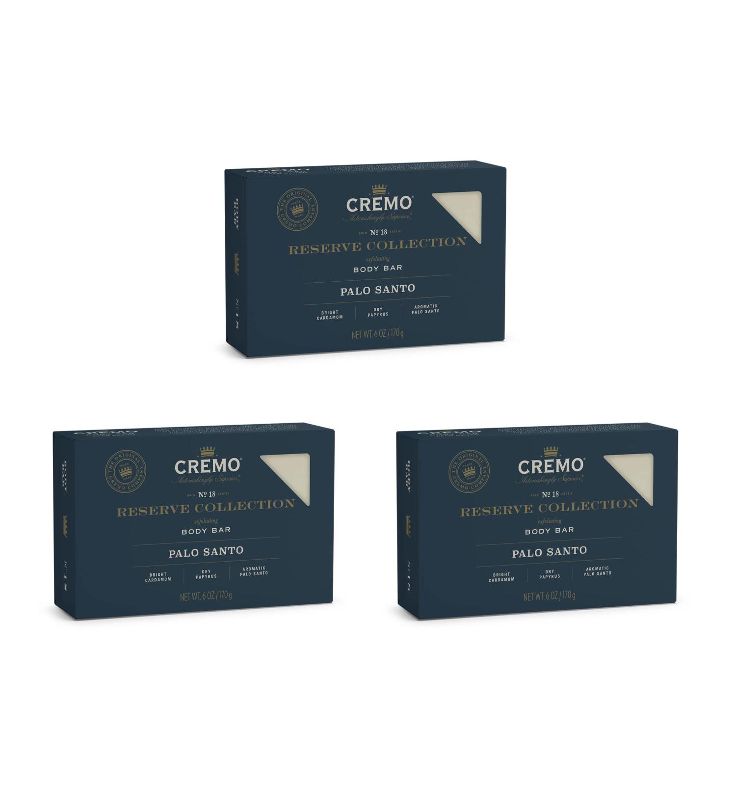 Cremo Exfoliating Body Bars - Palo Santo (3 Pack) | Smooth Skin with Lava Rock & Shea Butter - Buy Online on GoSupps.com