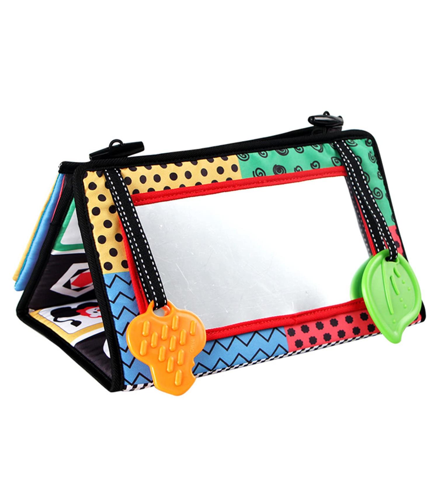 SunshineFace Baby Crackling Book & Belly Time Mirror - Soft Infant Toy with Bite Ring for Vision Development - Foldable Red Design - Buy Online on GoSupps.com