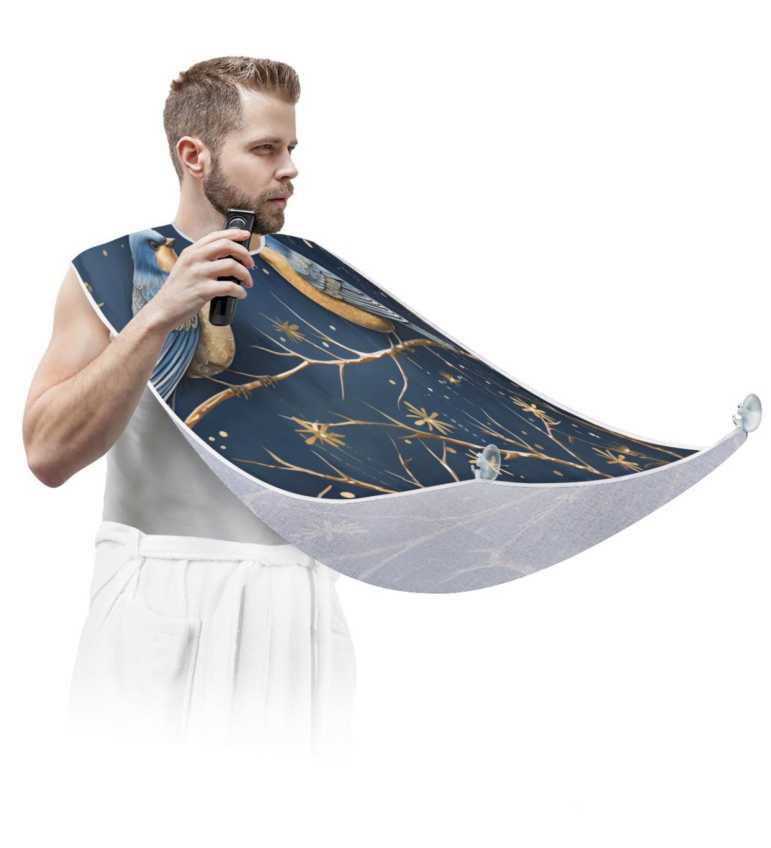 Buy Abstract Tree Bird Beard Bib Apron - Best Beard Hair Catcher for Men | Perfect Gift for Dad Husband - Suction Cups Included - Buy Online on GoSupps.com