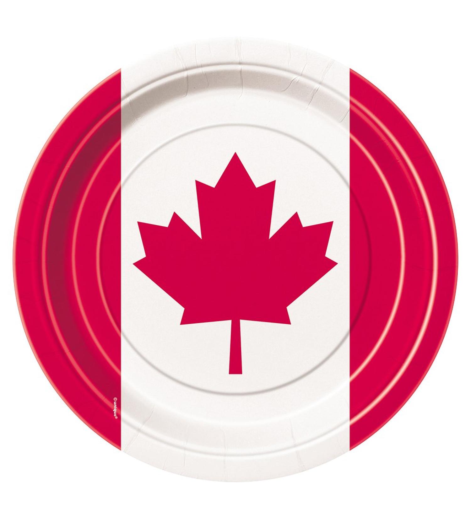 Maple Leaf Canada Day Dessert Plates 8ct