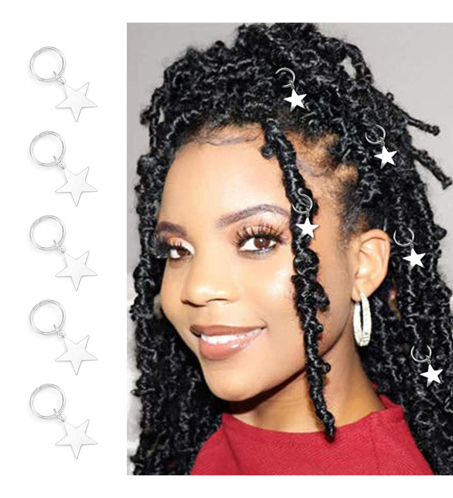 Silver Star Braid Hair Clips - 5PCS Dreadlock Charms for Women and Girls - Buy Online on GoSupps.com