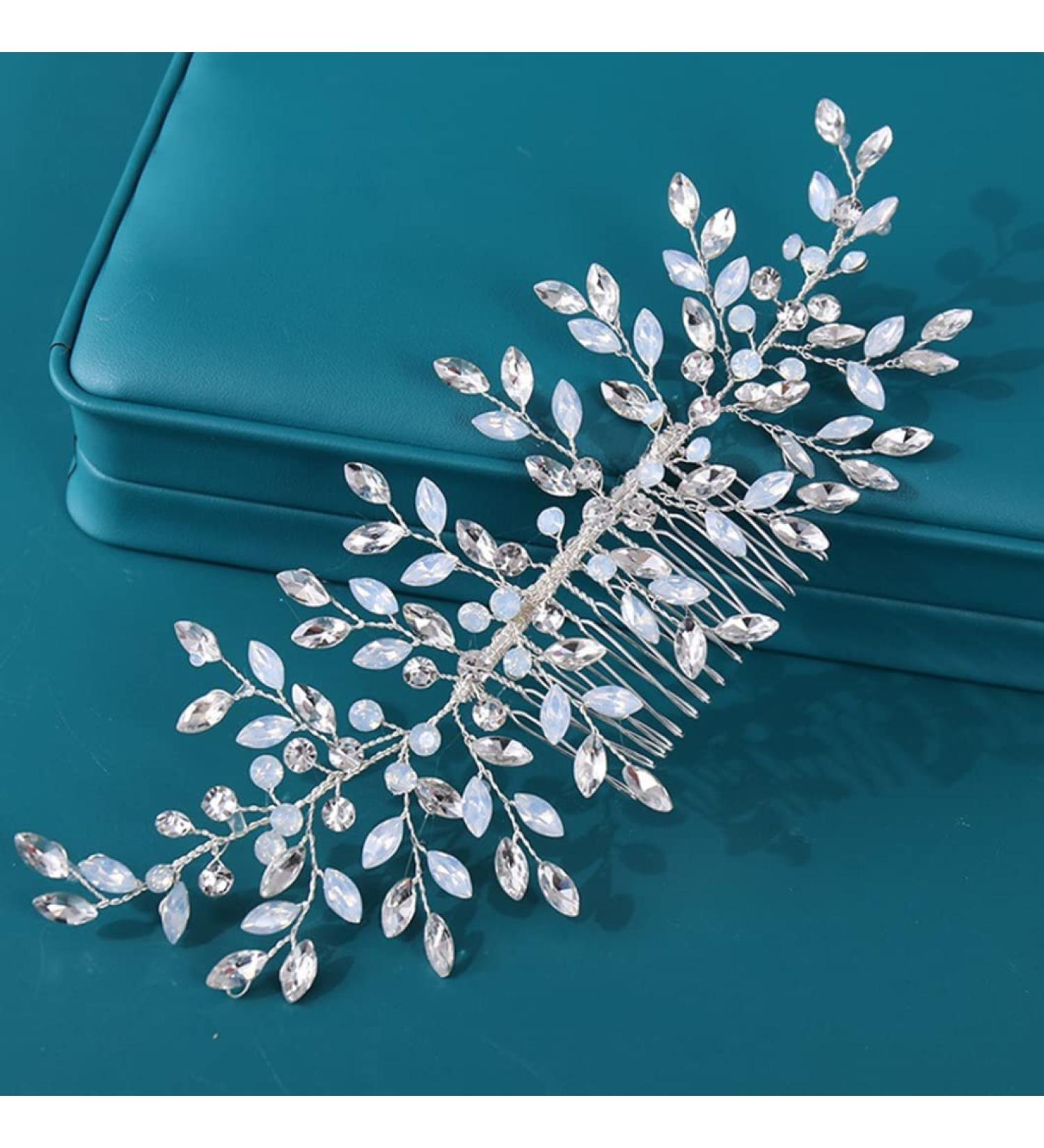 Bride Wedding Hair Comb Hair Accessories with Crystal Bridal Side Combs Headpiece for Women and Girls Bridal Headpiece - Buy Online on GoSupps.com
