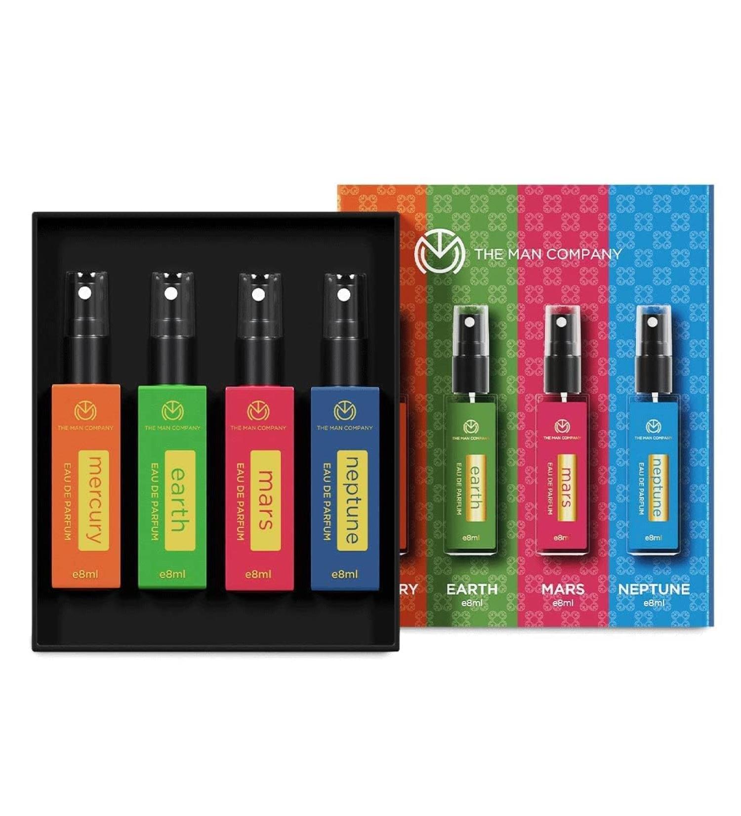 The Man Company Everyday Use Pocket Perfume for Men 4 * 8 ml With Mercury Earth Mars & Neptune for Office Parties Date & Travelling | Long-Lasting Fragrance Set | Gift Set for Men