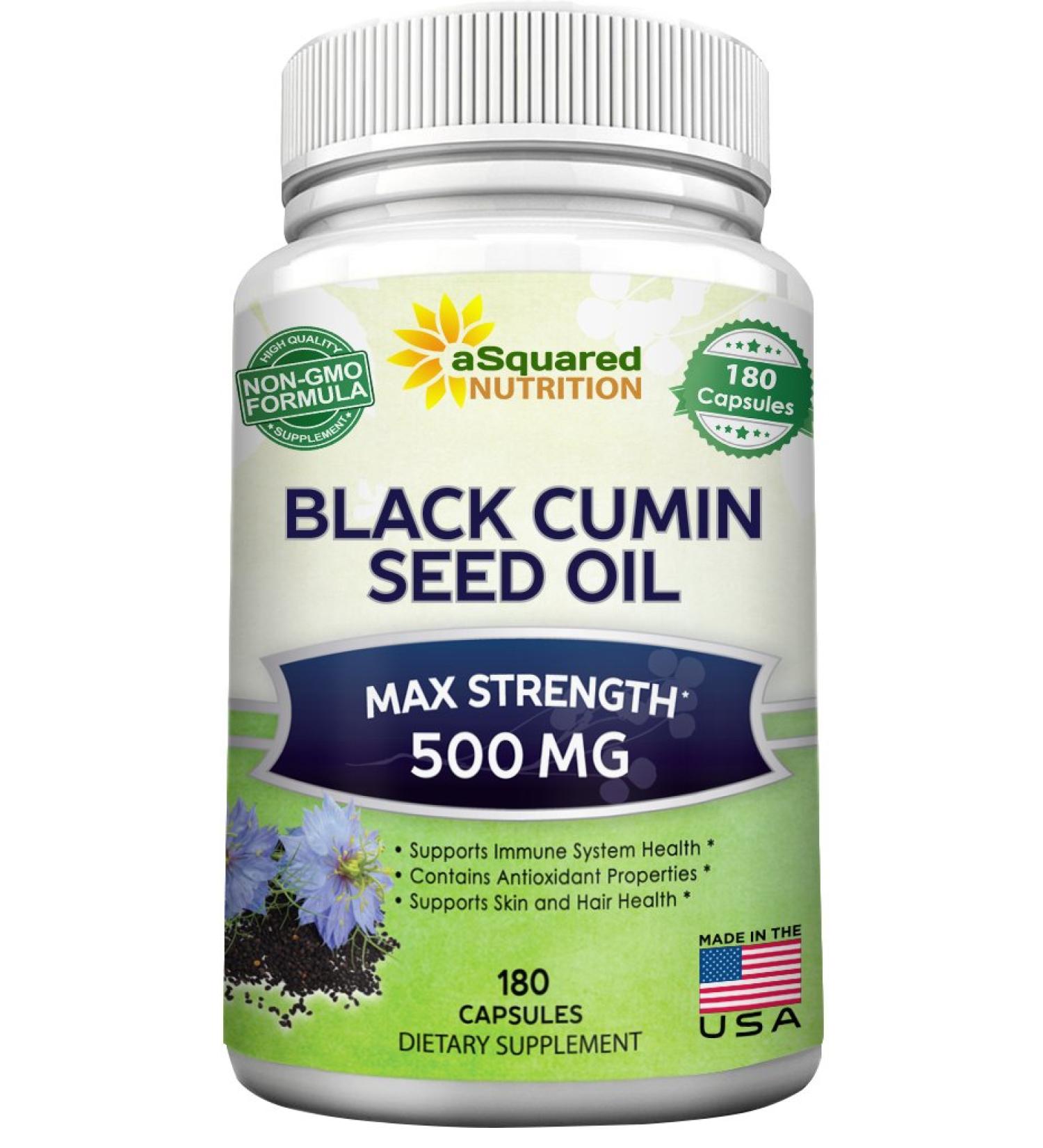 Black Cumin Seed Oil 500mg - 180 Capsules - Cold Pressed Nigella Sativa Supplement for Skin & Hair Health - Virgin & Non-GMO - Buy Online on GoSupps.com
