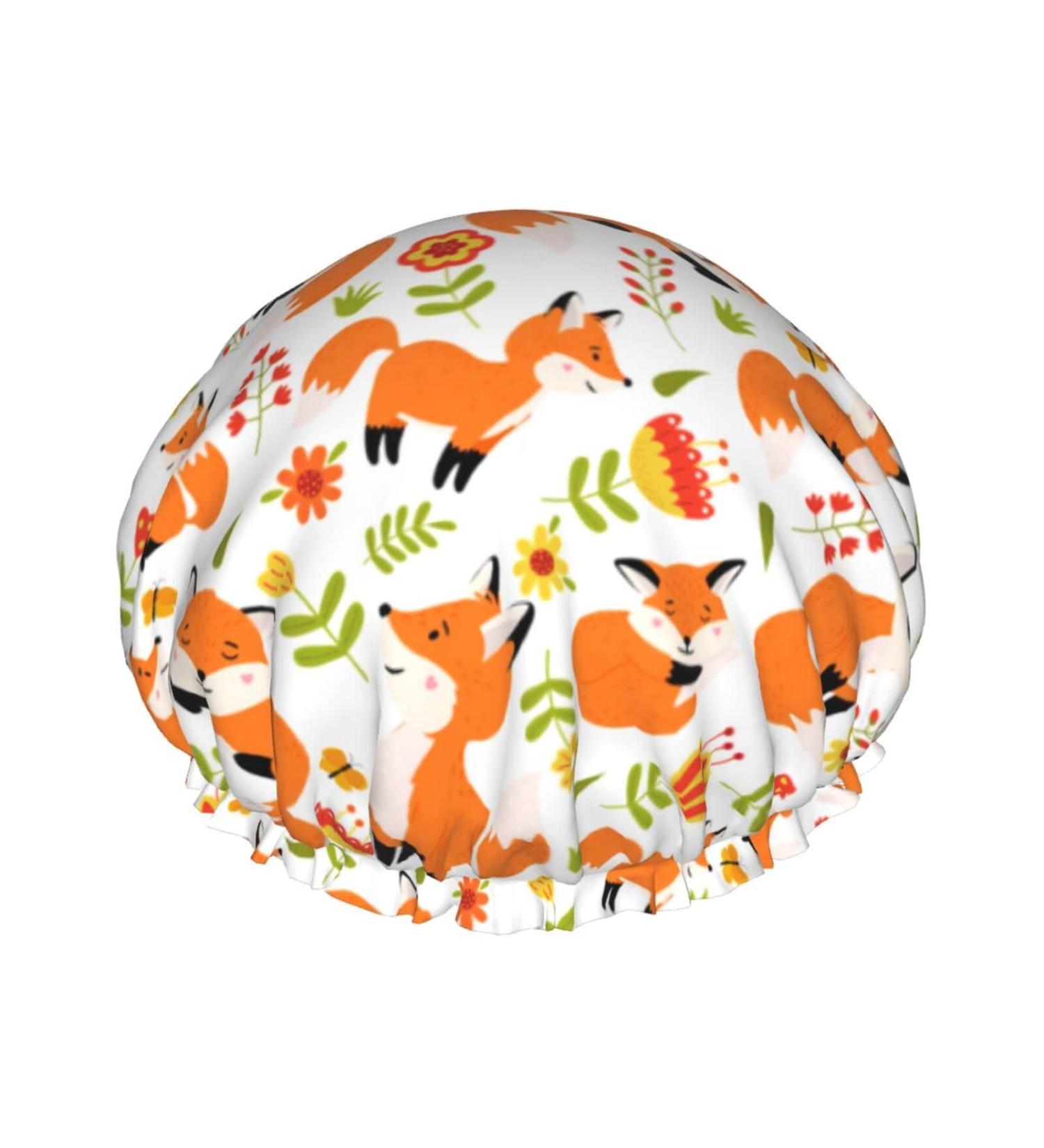 Fox Reusable Waterproof Shower Caps for Women - Double Protection PEVA Lining Hair Cap - Elastic Color 4 - Buy Online on GoSupps.com