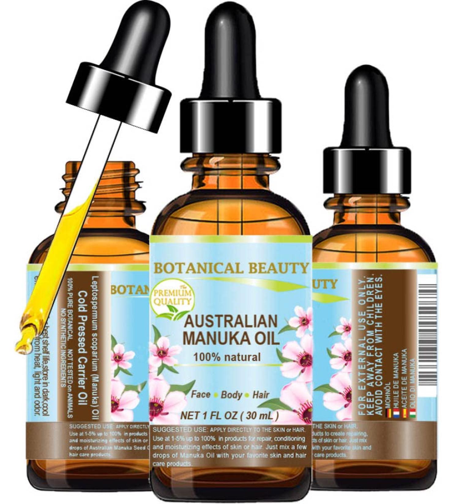Botanical Beauty Manuka Oil 100% Natural Virgin Unrefined - Cold Pressed Carrier Oil for Skin Hair Face Lips & Nails - Anti-Aging - 1 Fl. oz. (30 ml - Buy Online on GoSupps.com