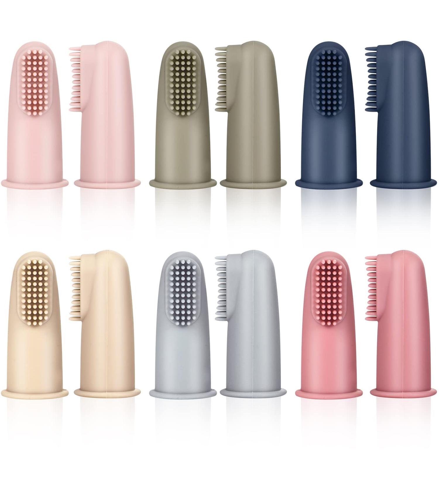 12-Piece Silicone Baby Finger Toothbrush Set for Newborns - Soft Oral Care for Infants and Toddlers | Teething Care | BPA-Free | 6 Colors - Buy Online on GoSupps.com