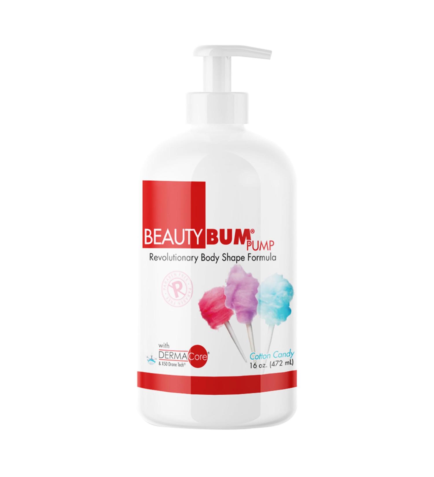 BeautyFit BeautyBum Pump Redefining Muscle Toning Lotion - Tightens and Firms Skin - Sculpt and Tone Problem Areas - Cotton Candy - 16 oz