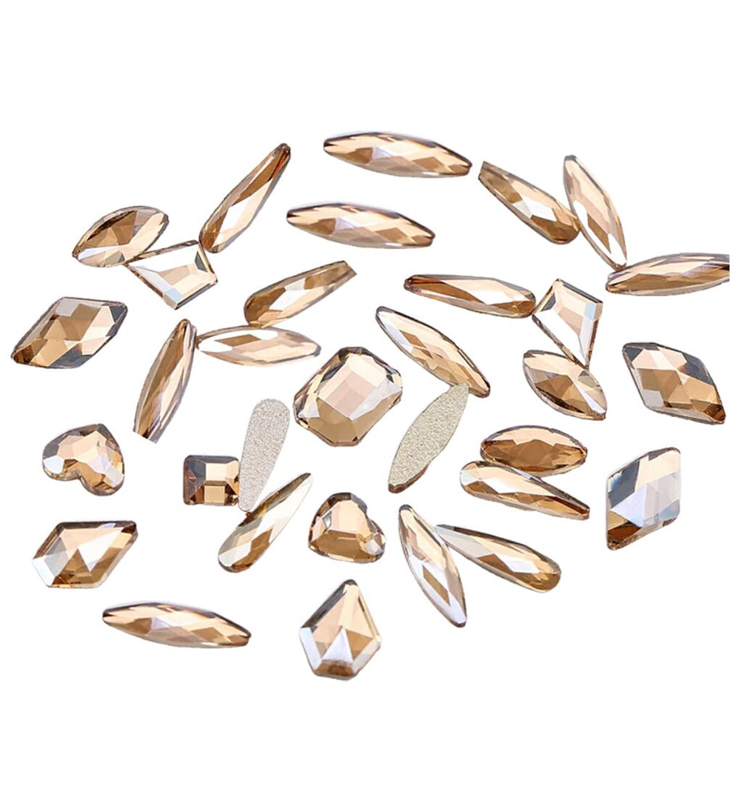 dijiusidy 50 Pieces Glass Crystal Set Eye-catching Personalized Nail Art Rhinestones DIY Handcraft Manicure Accessories for Card Making Champagne - Buy Online on GoSupps.com