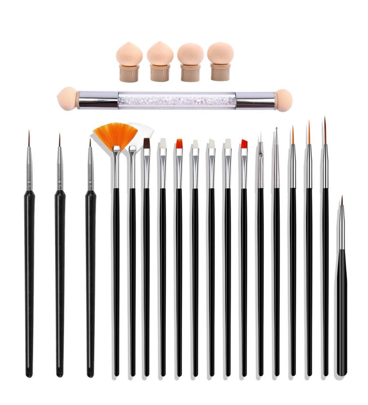 Anyases 23-Piece Nail Art Design Set - 18 Nail Brushes Double Head Sponge Stick & 4 Replacements - Perfect for Professional Nail Designs - Buy Online on GoSupps.com