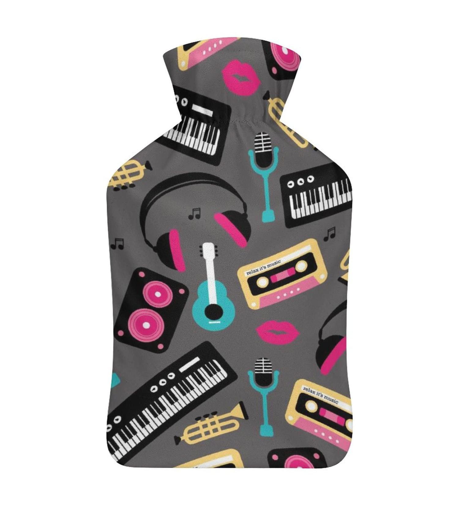 Keyboard Guitar Hot Water Bottle with Plush Cover - Hand Warmer for Adults & Children | 26.5x15.3cm | International Shipping Available - Buy Online on GoSupps.com