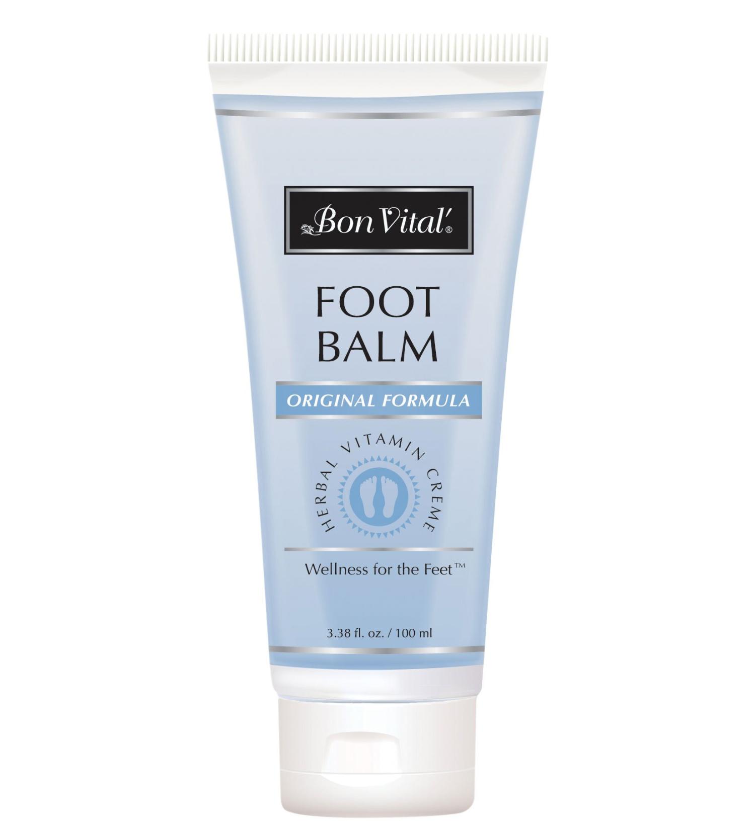 Bon Vital' Original Foot Balm Foot Cream for Dry Skin & Cracked Heels Moisturize Feet & Speed Healing of Blisters & Abrasions on Heel Increase Circulation in Feet 3.38 Ounce Tube 3.38oz