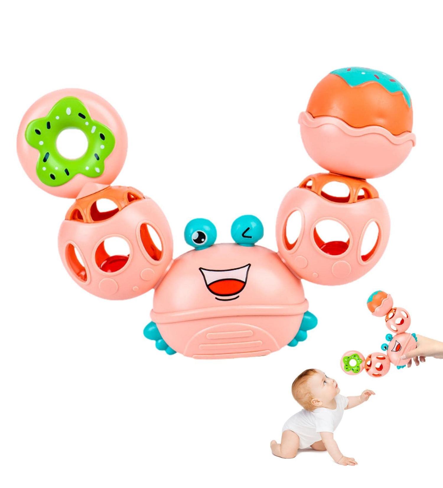 Abbto Babyrassel Crab Shape Newborn Toy - Soft Sensory Ball & Calming Bite Ring for Babies - Buy Online on GoSupps.com