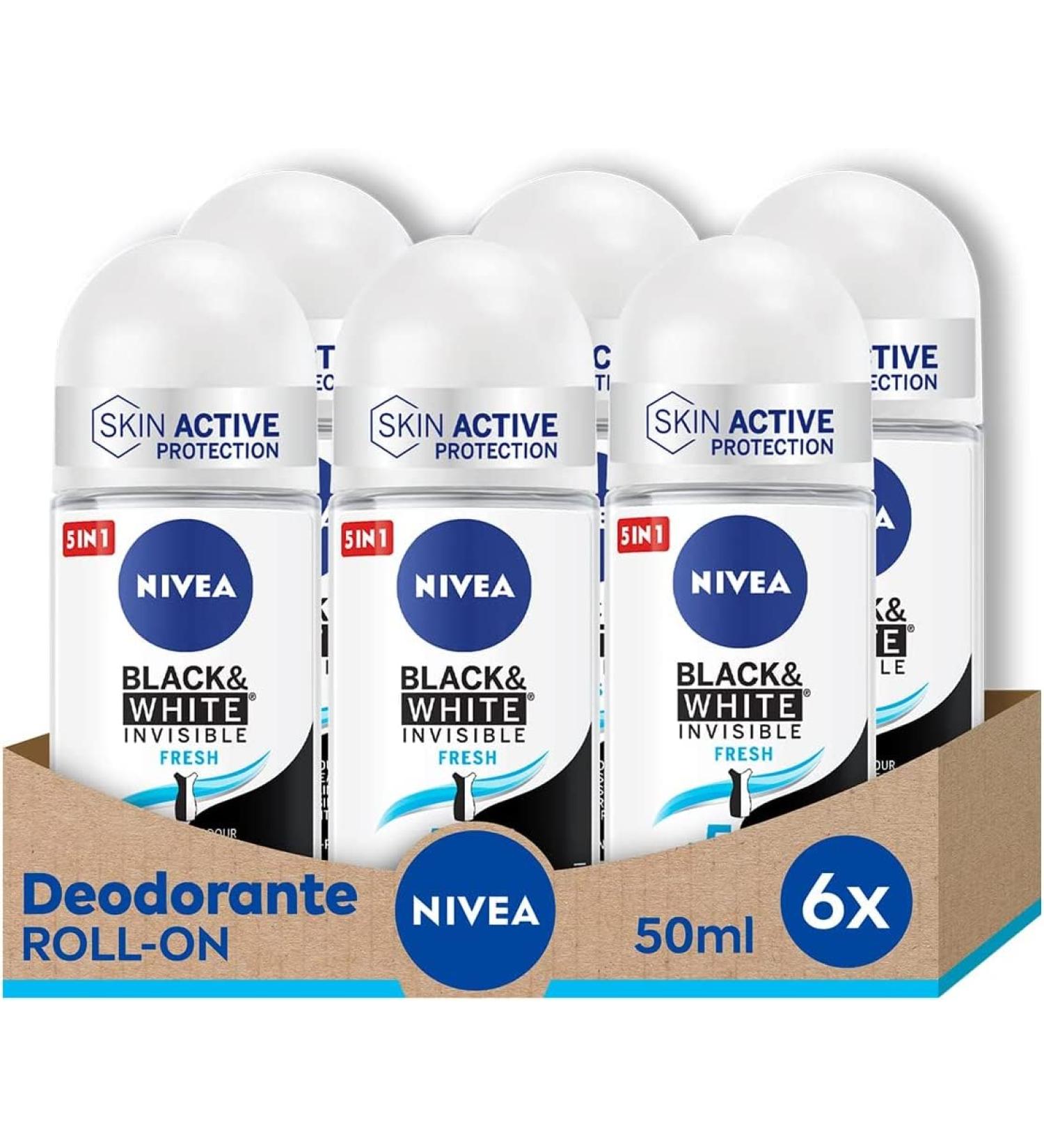 NIVEA NIVEA Roll-On Black & White Invisible Fresh 50 ML 6 units - Buy Online on GoSupps.com