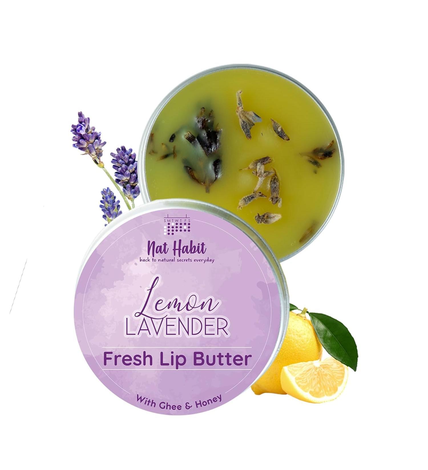 Na...t Habit Lemon Lavender Lip Balm - Infused Lip Butter with Desi Ghee & Raw Honey for Lip Pigmentation Repair & Lightening | International Shipping Available - Buy Online on GoSupps.com