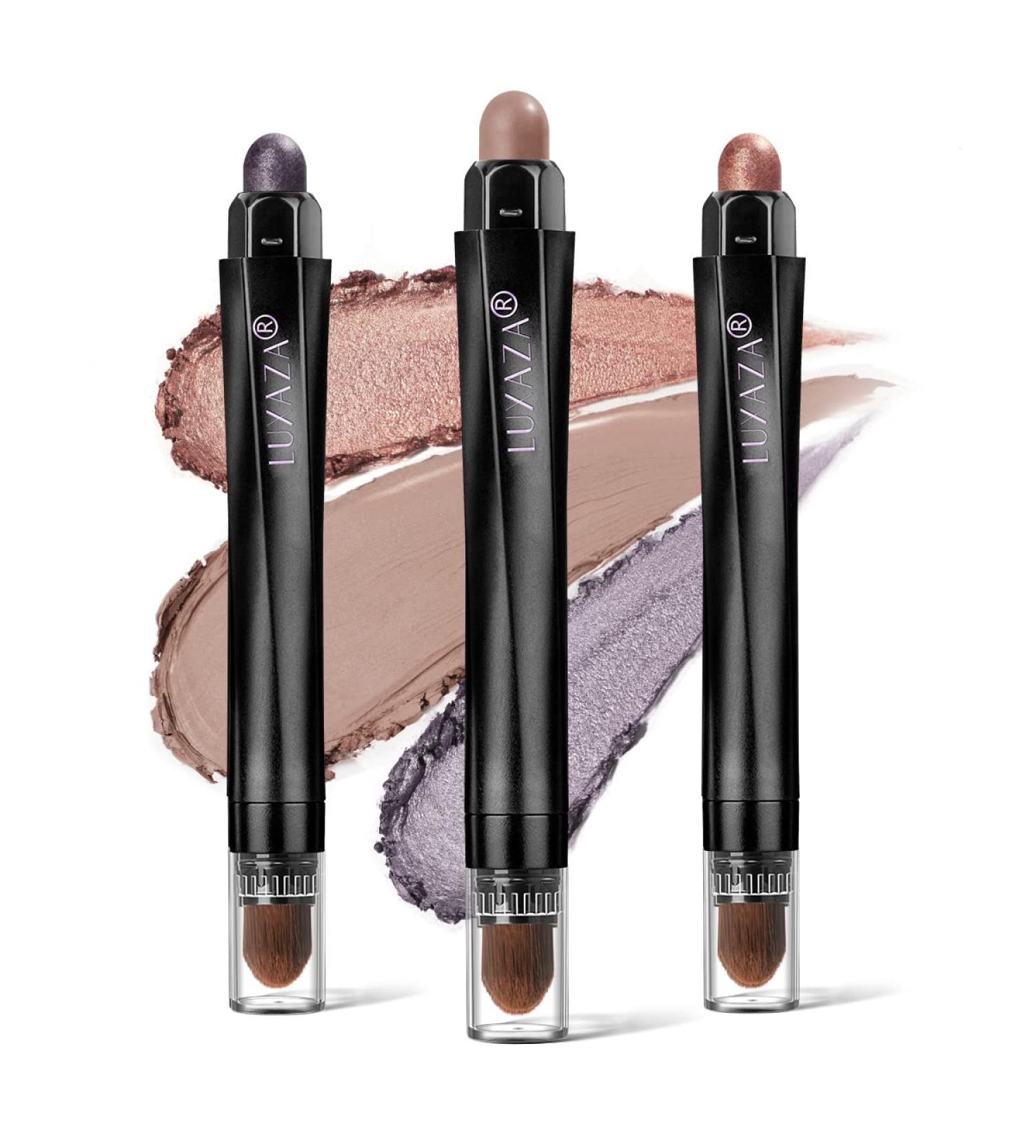 LUXAZA 3Pcs Eyeshadow Stick Set - Matte & Shimmer Creamy Pencil | Waterproof Long Lasting Smoky Eye Makeup - Starry Night - Buy Online on GoSupps.com