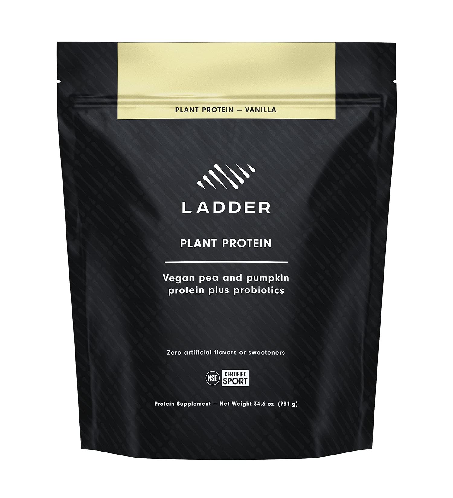 NSF Certified LADDER Sport Plant Based Protein Powder - 21g Vegan Protein with BCAAs and Probiotics - Dairy Free Pea & Pumpkin Protein - Vanilla Flavored - 30 Servings - Buy Online on GoSupps.com