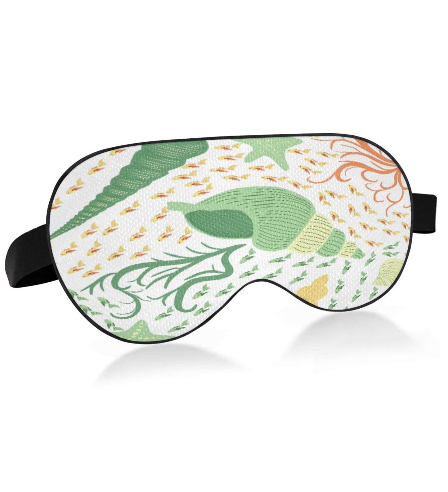 Buy Cute Green Conch Shells Sleep Mask - Light Blocking Eye Mask for Travel Naps & Sleep - Adjustable Strap | Soft & Lightweight for Men & Women - Buy Online on GoSupps.com