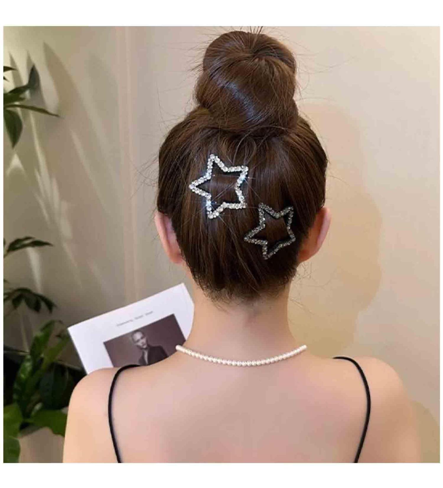 Aneneiceera Crystal Star Clip Silver Rhinestone Hair Clip Barrette CZ Hair Clip Daily Hair Pins Clip Crystal Star Hair Accessories for Women and Girls (Silver) - Buy Online on GoSupps.com