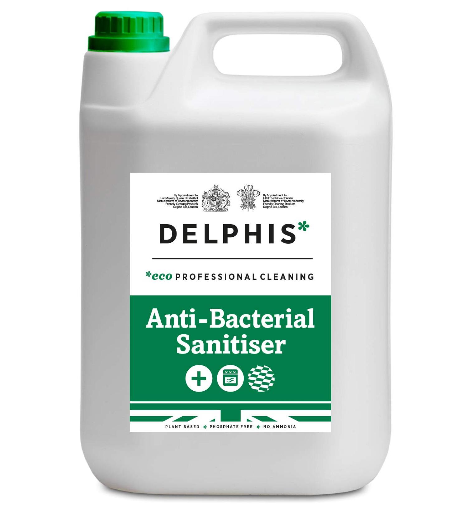 Delphis Eco Commercial Anti-Bacterial Sanitiser Concentrate 5ltr | Plant-based eco-friendly | Kills 99.999% of Bacteria & Viruses incl. Enveloped Viruses | Anti-Bac surface spray | - Buy Online on GoSupps.com