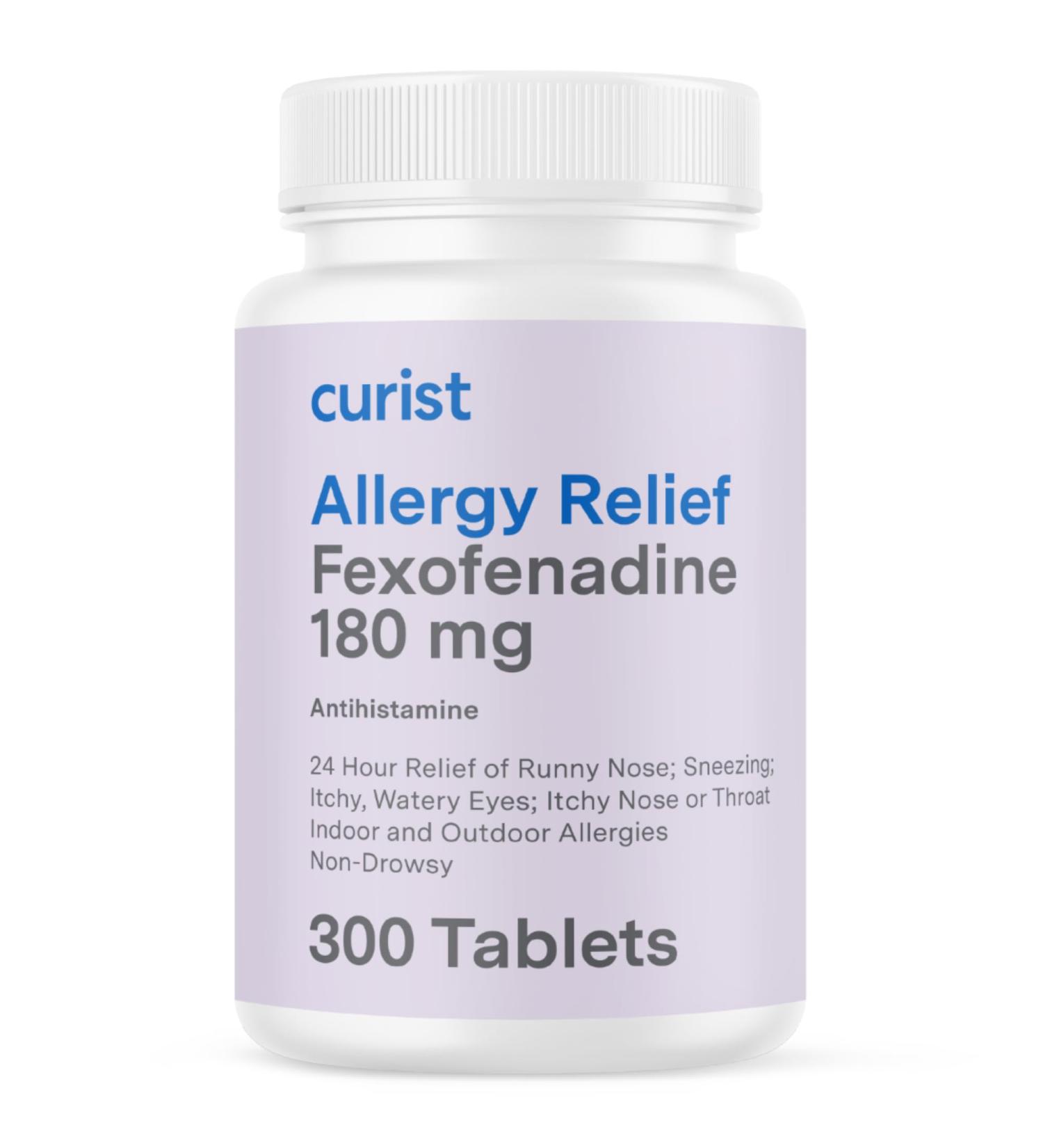 Curist Fexofenadine Hydrochloride 180mg - 300 Tablets | USA Made 24 HR Non-Drowsy Allergy Relief | Bulk Antihistamine Tablets - Buy Online on GoSupps.com