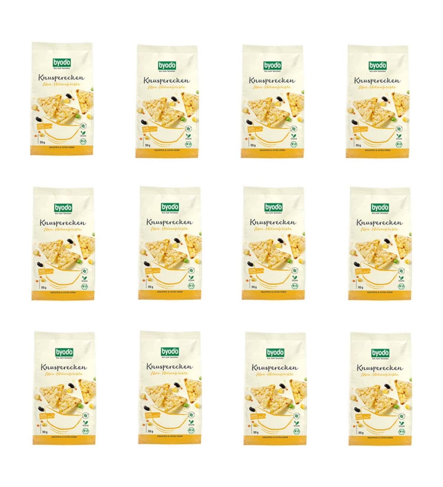 Byodo Crunchy Corn Legumes 90g - Pack of 12 - Gluten-free Vegan Organic Snack for in-between meals