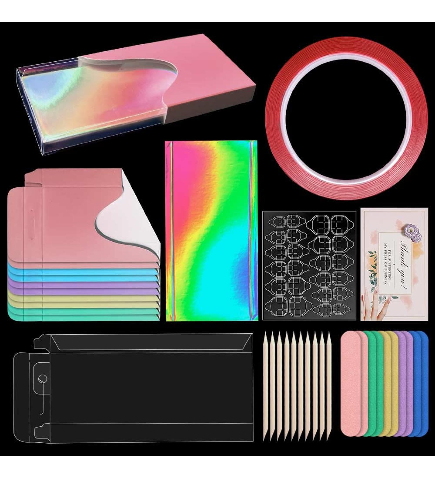 10 PCS Press on Nails Packaging Box Set with Nail File, Pusher, Double Sided Tape - Perfect for Handmade Nail Business - Buy Online on GoSupps.com