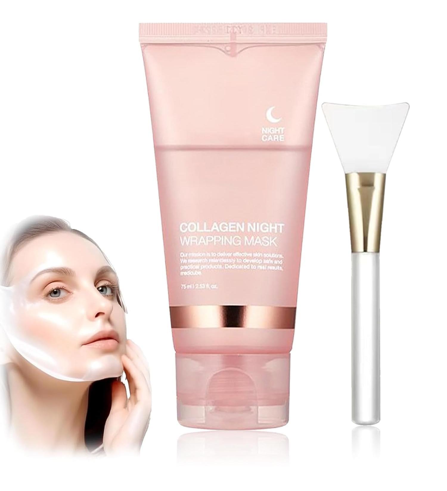 Collagen Night Wrapping Mask Collagen Overnight Wrapping Peel Off Facial Mask Korean Skin Care Collagen Night Wrapping Mask Elasticity & Hydration Ydrolyzed Collagen For Glowing Skin (1PC) - Buy Online on GoSupps.com