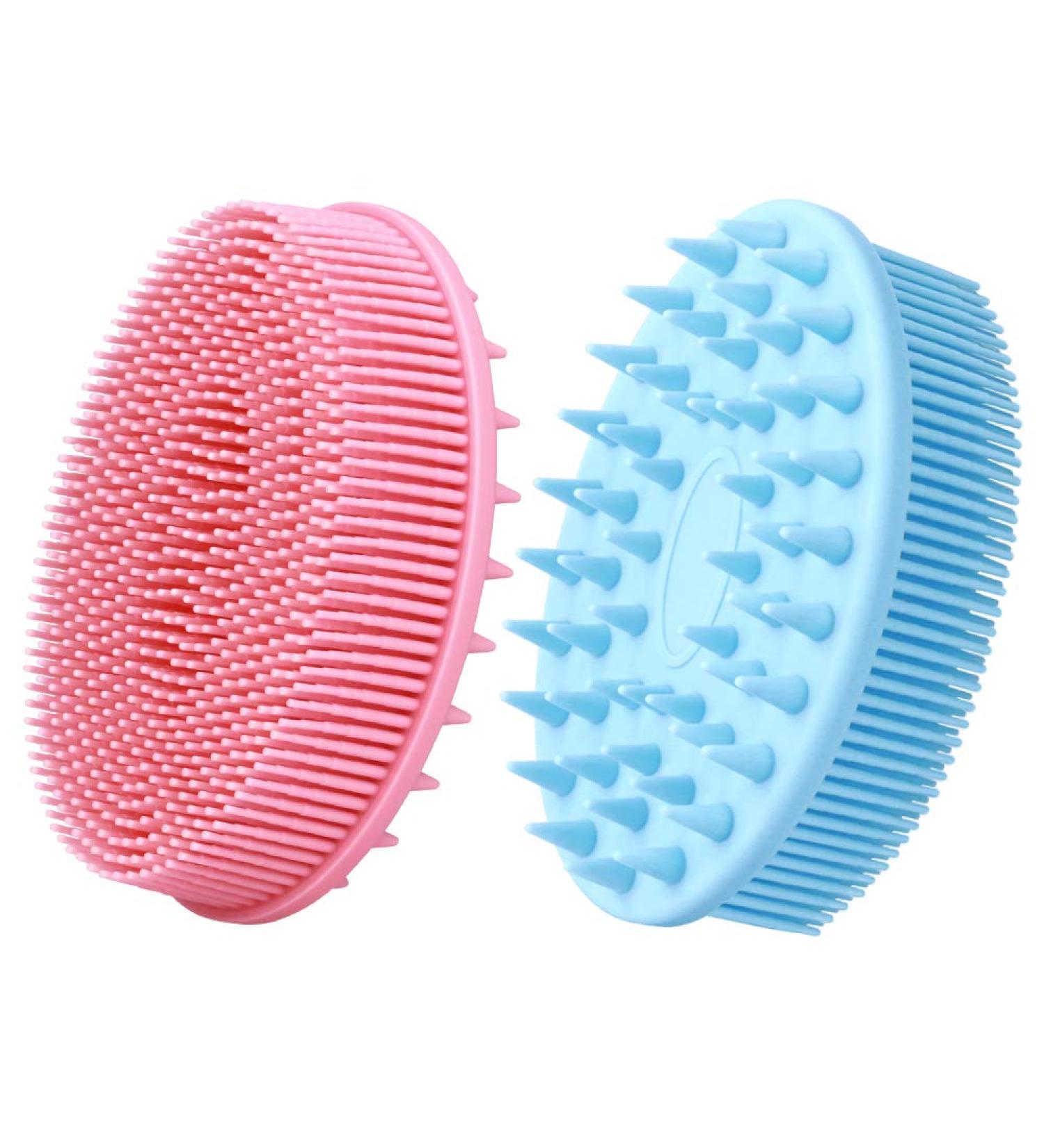 2-in-1 Exfoliating Silicone Body Scrubber and Shampoo Brush for Gentle Skin Exfoliation in Shower - Buy Online on GoSupps.com