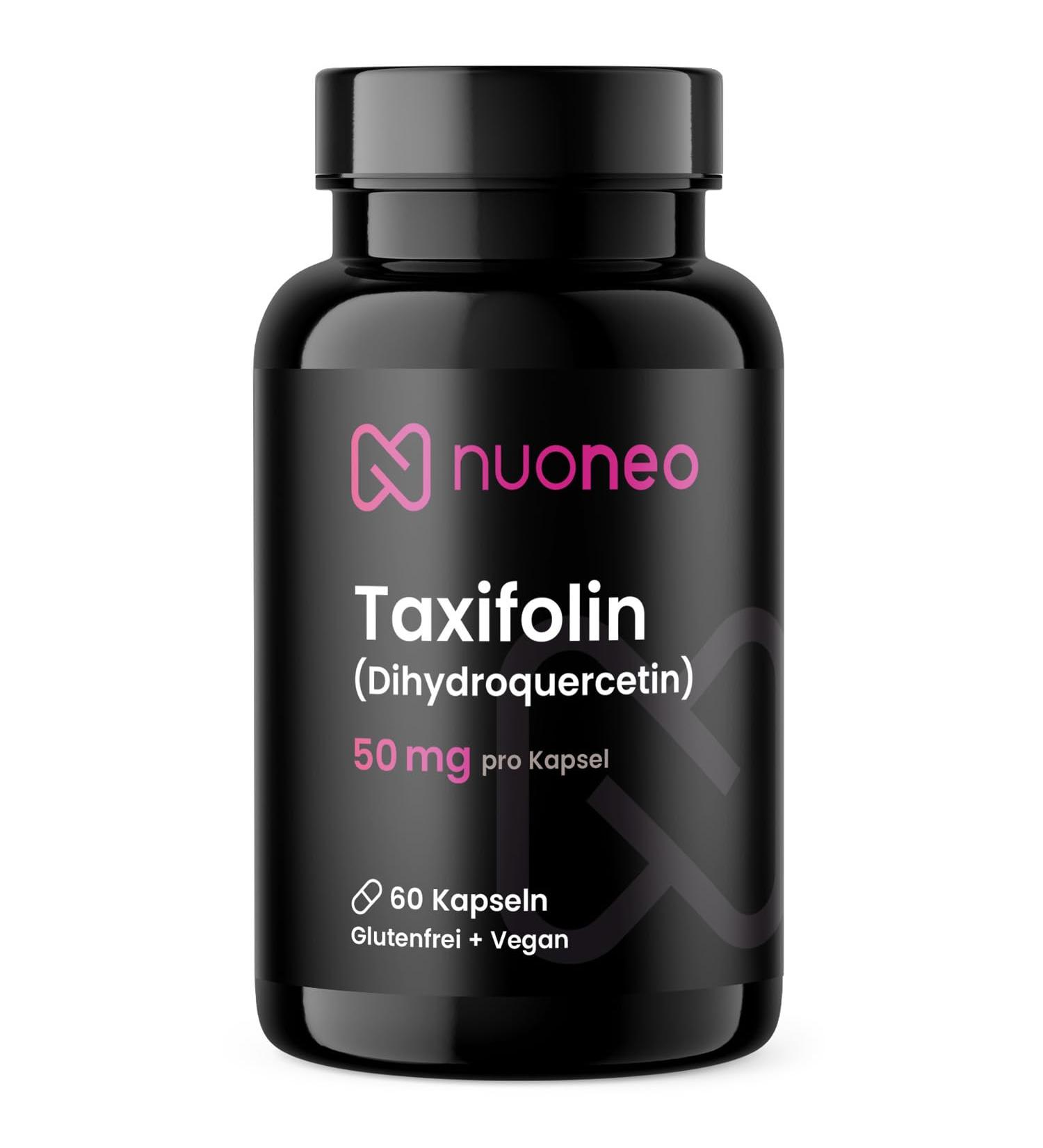 nuoneo Taxifolin 50mg - Dihydroquercetin with natural larch bark extract - 60 vegan capsules for a 2-month supply - Premium flavonoid with no additives - Laboratory tested and made in Germany - Buy Online on GoSupps.com