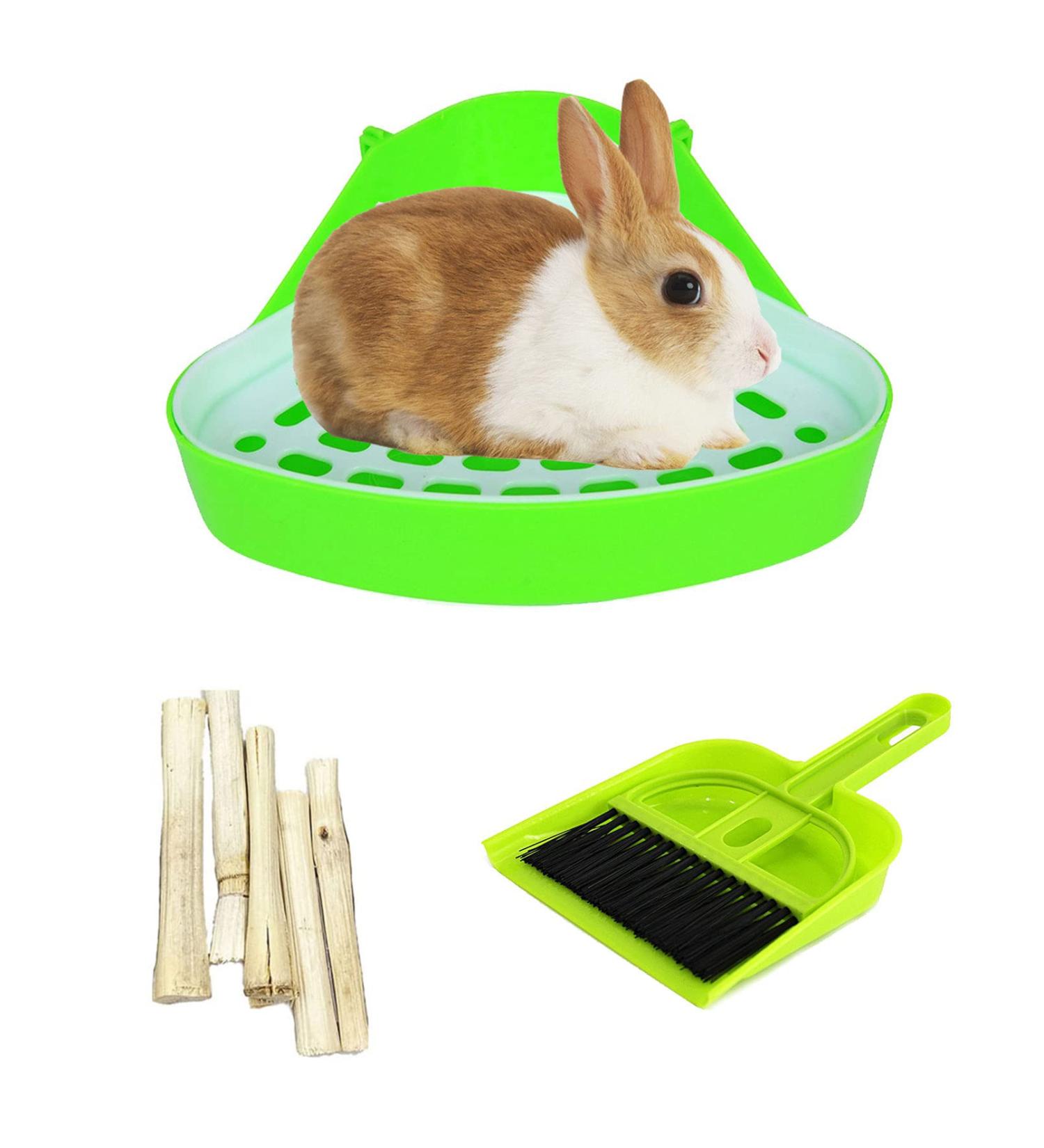Kathson Triangular Potty Trainer for Small Animals | Corner Rabbit Toilet & Litter Box for Guinea Pigs Hamsters Chinchillas & Ferrets - Green - Buy Online on GoSupps.com