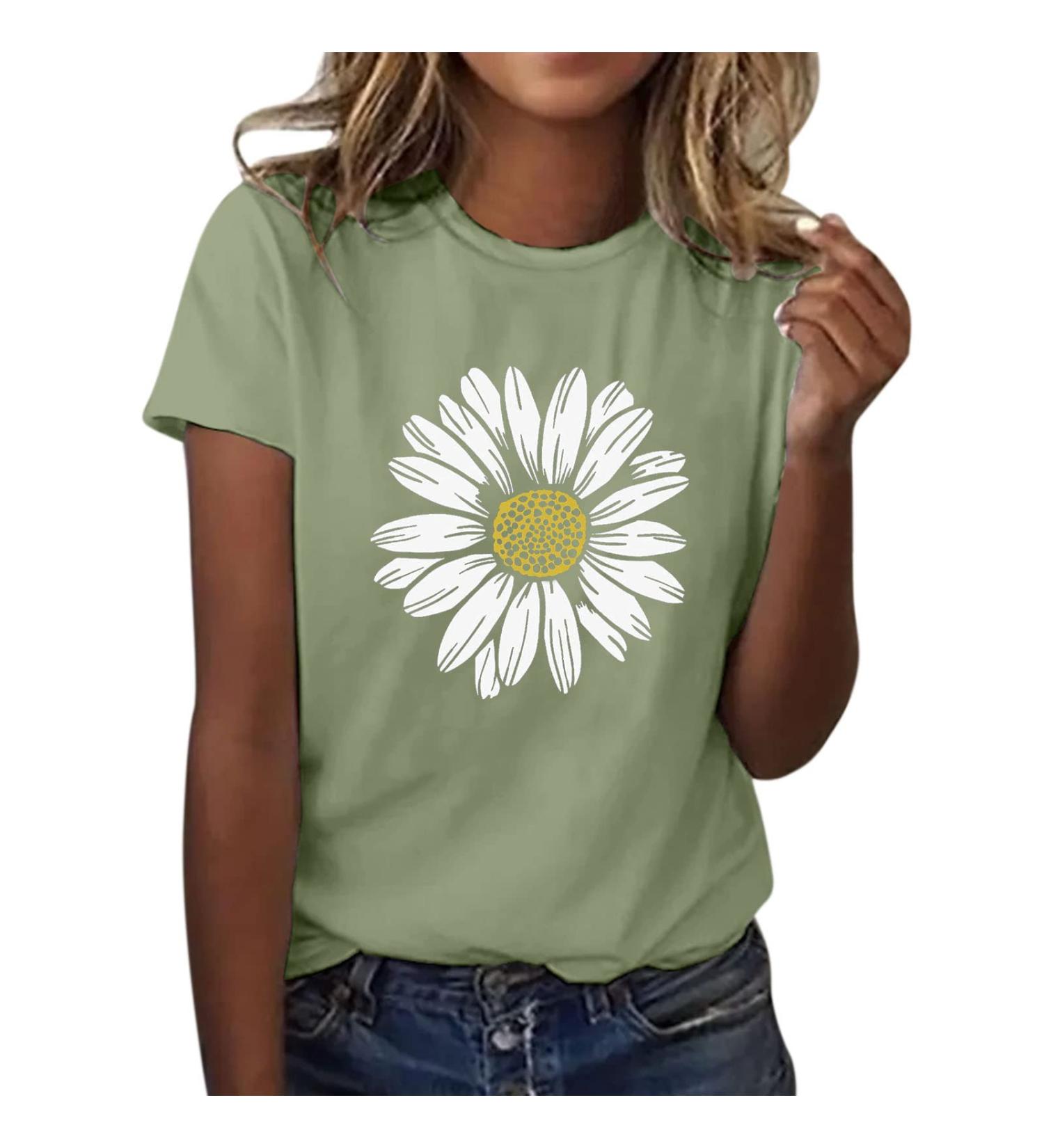 Women's Sunflower Summer T Shirt Plus Size Loose Blouse Tops - Mint Green XXL - Buy Online on GoSupps.com