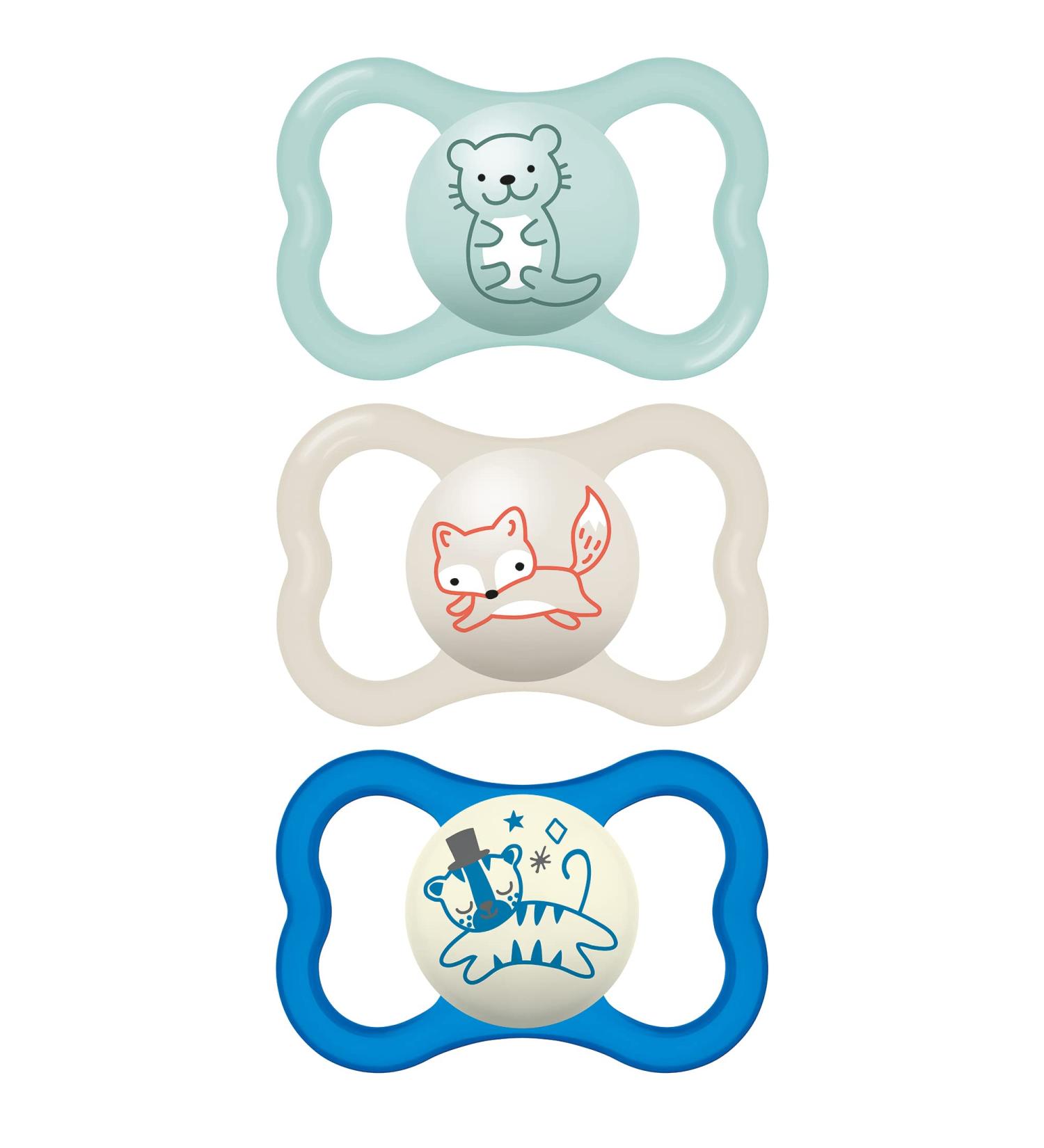 MAM Air Day & Night Baby Pacifier for Sensitive Skin - Glows in The Dark - Boy 6-16 Months (Pack of 3) - Buy Online on GoSupps.com